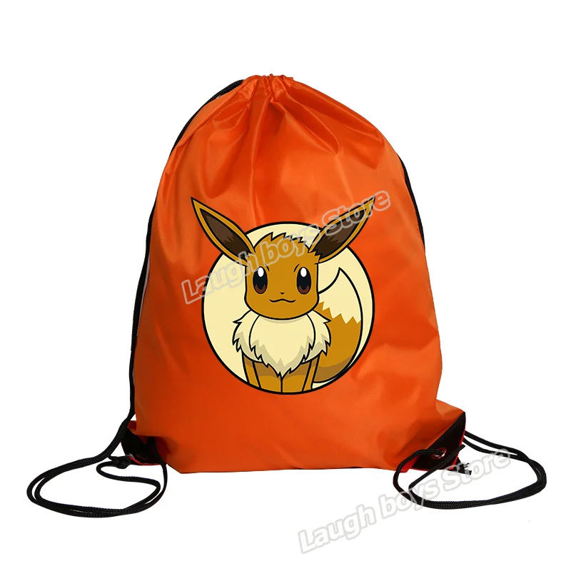 Pokemon bolsos com cordão pikachu sacola personagem impressão grande capacidade sacos de cordão à prova dwaterproof água criança compras mochila presente