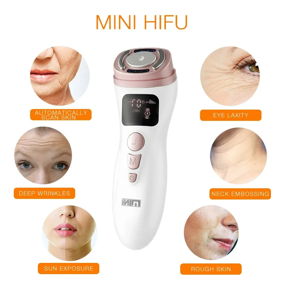 Mini Ultrasonic Hifu Machine Rf Ems Hifu, Facial Lifting Device, Skin, Chin, Neck, Eyes, Anti-Twisted Massager, Home Use