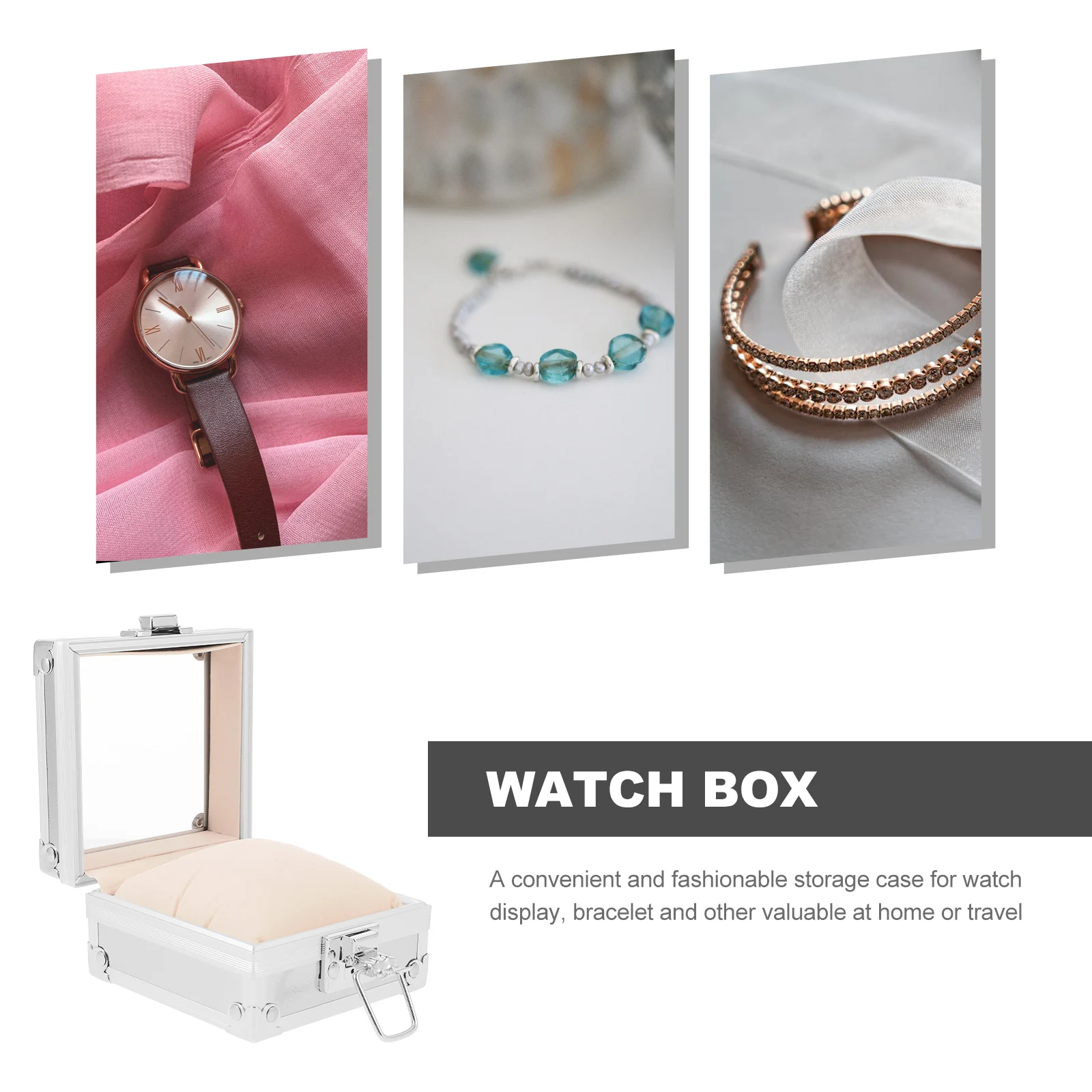 

Fashion Watch Box 9.5 9.5 5.5cm Transparent Lid Square Shaped Portable Storage Case for Travel Gifts Jewelry Packaging
