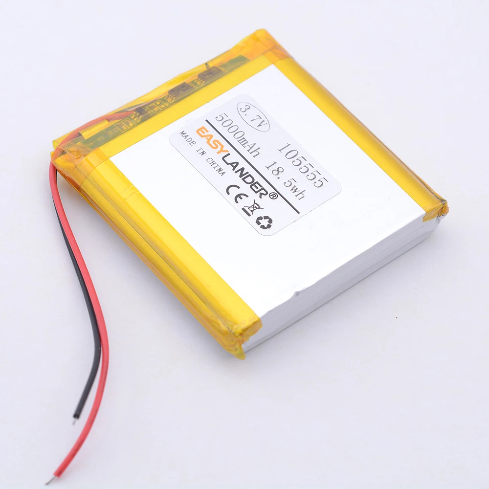 3.7V 105555 Polymer Lithium Battery 5000mAh Rechargeable for MP5 Toys Cameras GPS Bluetooth Speakers
