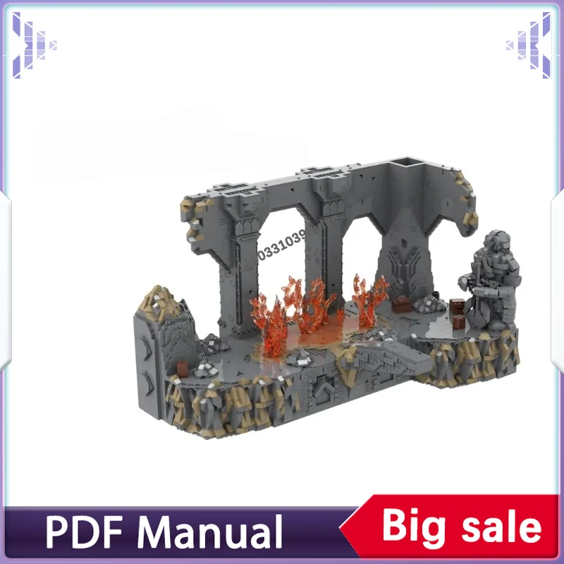 Mysterious Abyss Underground Bridge MOC Building Blocks Stone Structure Scene Collectible Ornament Model