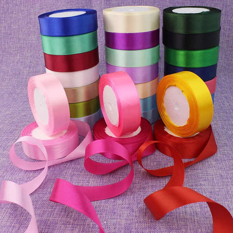 2.5cm Satin ribbon 110/220/330M Colorful fabric rose DIY stuff f creative gift bouquet Wraping bowtie hearbraid headband jewelry