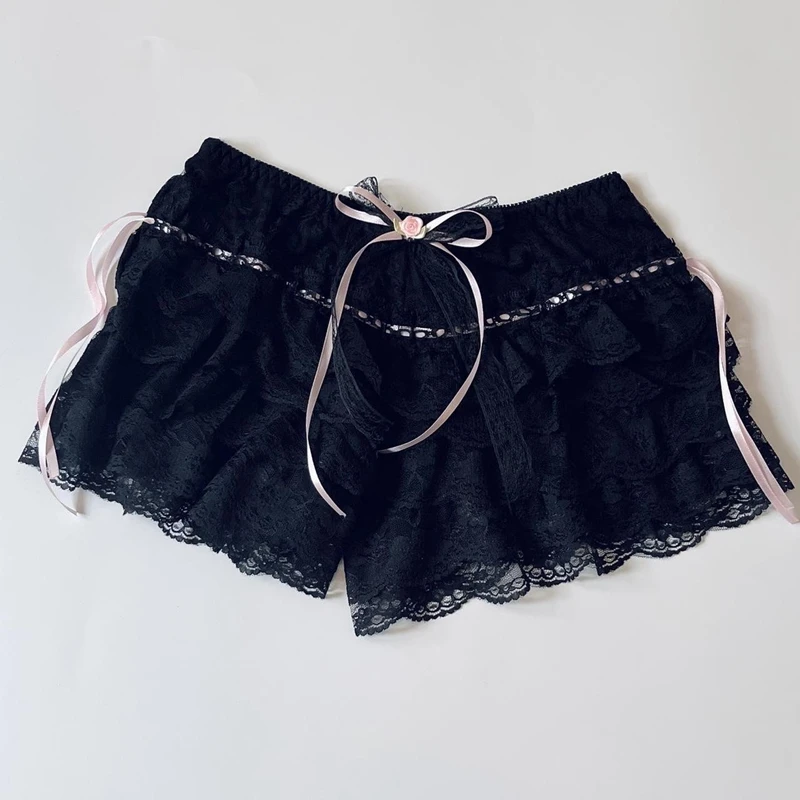 Cottage Coquette Y2K 00s Vintage Shorts Women Kawaii Lace Trim Multi-layers Bottoms Fairycore Retro Lolita Sweet Pettipants