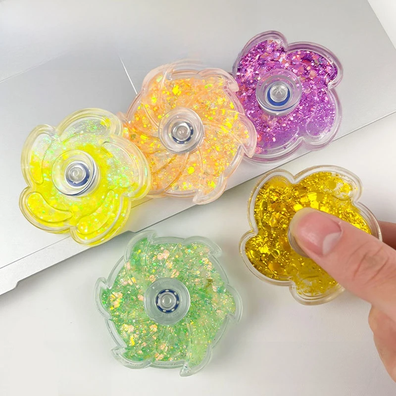 

Creative High-Speed Rotation Quicksand Gold Powder Petals Colorful Spinning Top Educational Decompression Roller Fidget Spinner