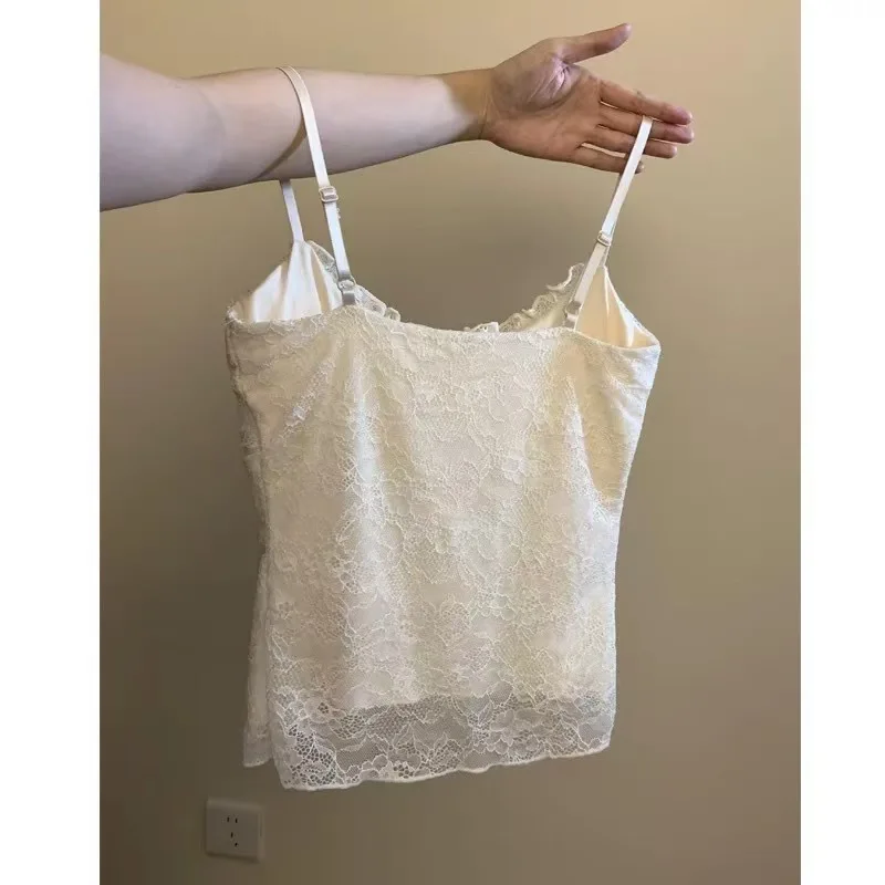 Fragrant Lace Pure Desire White with Chest Pad Sling Vest Women's 2025 New Inner Bottom Top