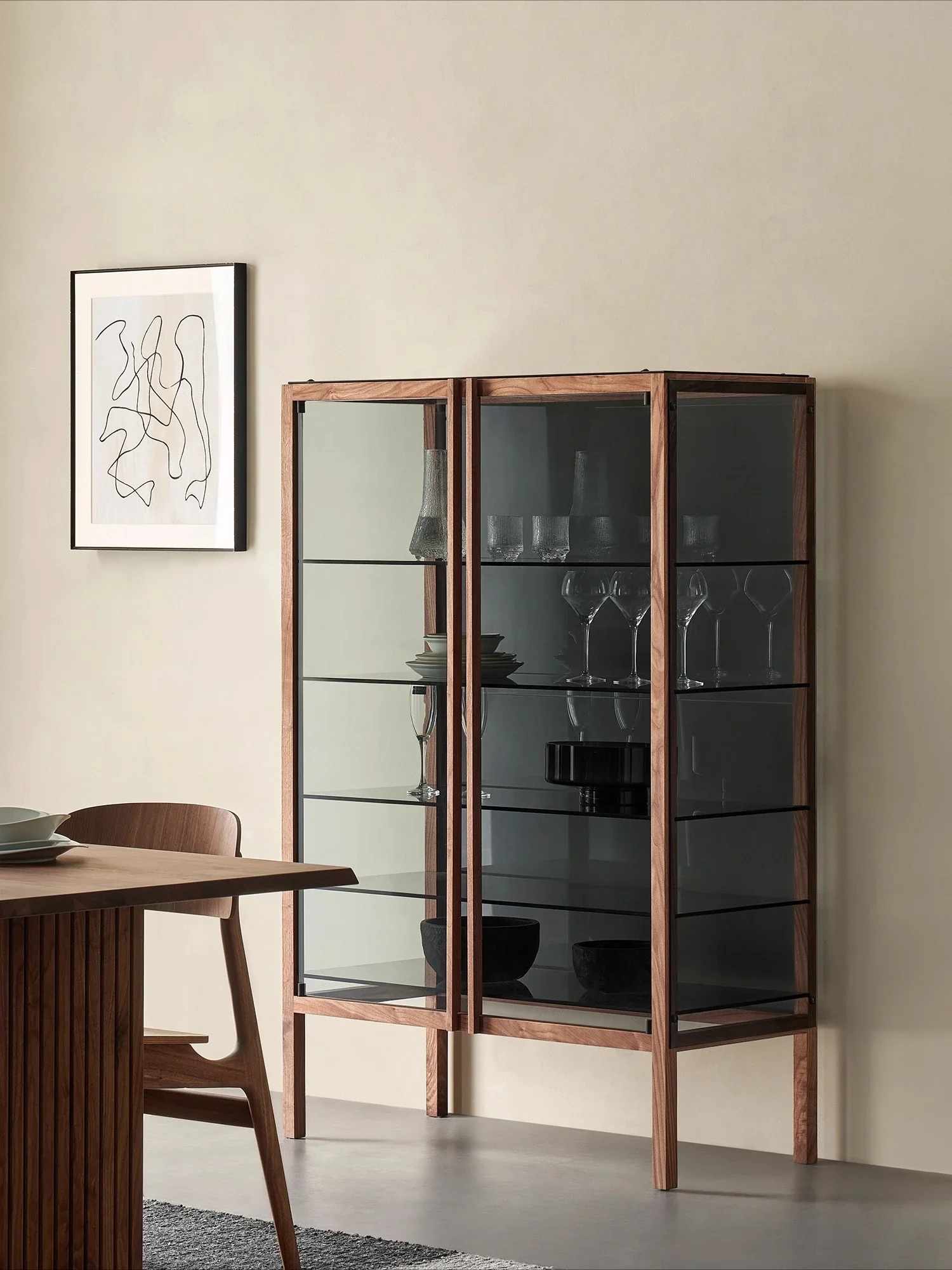 C Shadow Decorative Cabinet Tempered Glass Wine Cabinet North American Black Walnut Solid Wood Designer Side Cabinet