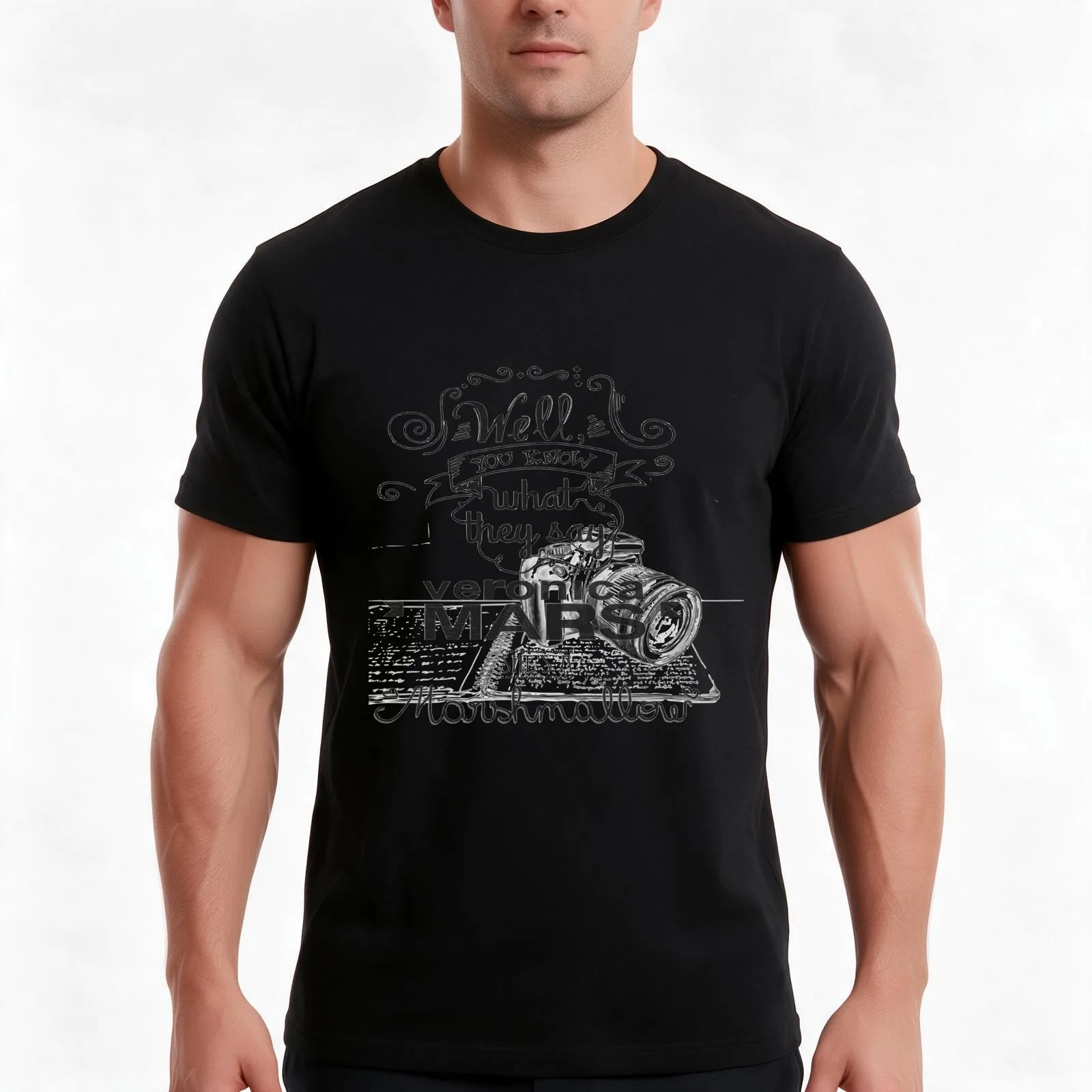 Veronica Mars- Marshmellow T-Shirt, Summer Casual Cotton Tee, Oversized Streetwear Tops, Vintage Graphic Print, Unisex Men Women