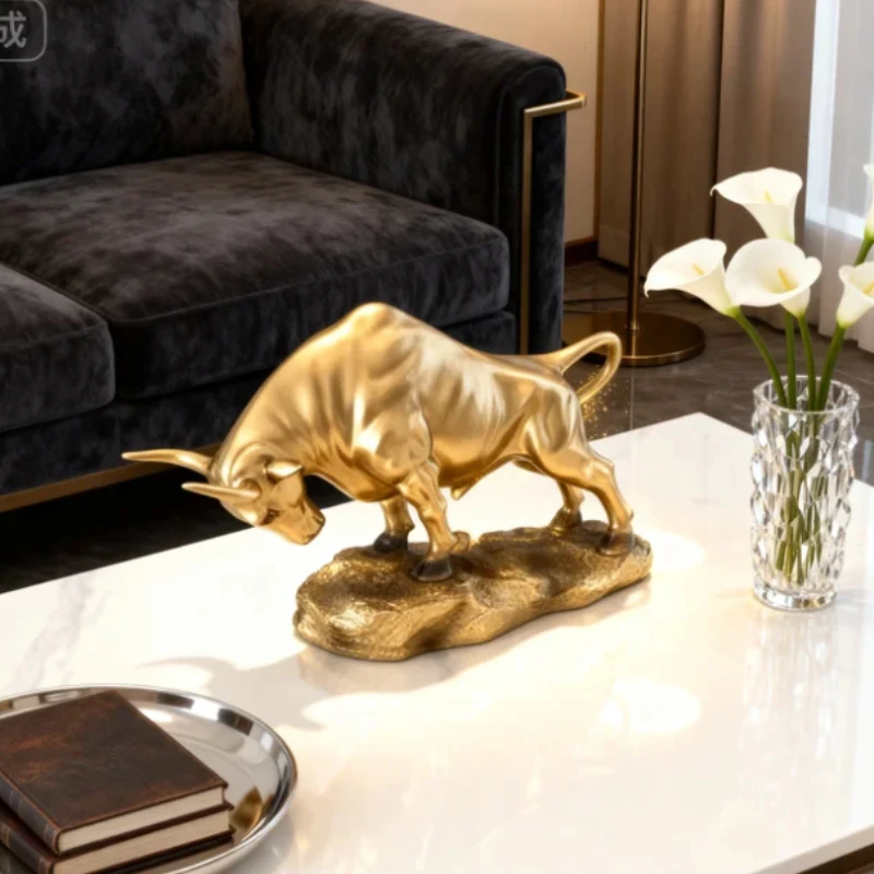 محظوظ الثور زودياك زخرفة الراتنج البقرة تمثال سطح المكتب مكتب عمل ديكور خزانة الكتب الحديثة عرض ديكور المنزل الإبداعية هدية