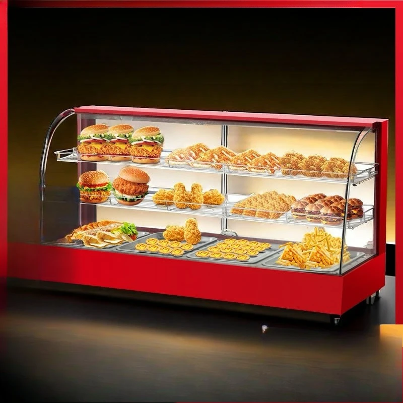 Commercial Constant Temperature Food Warmer Cabinet, Countertop Heating Display Case for Burger Street Vending