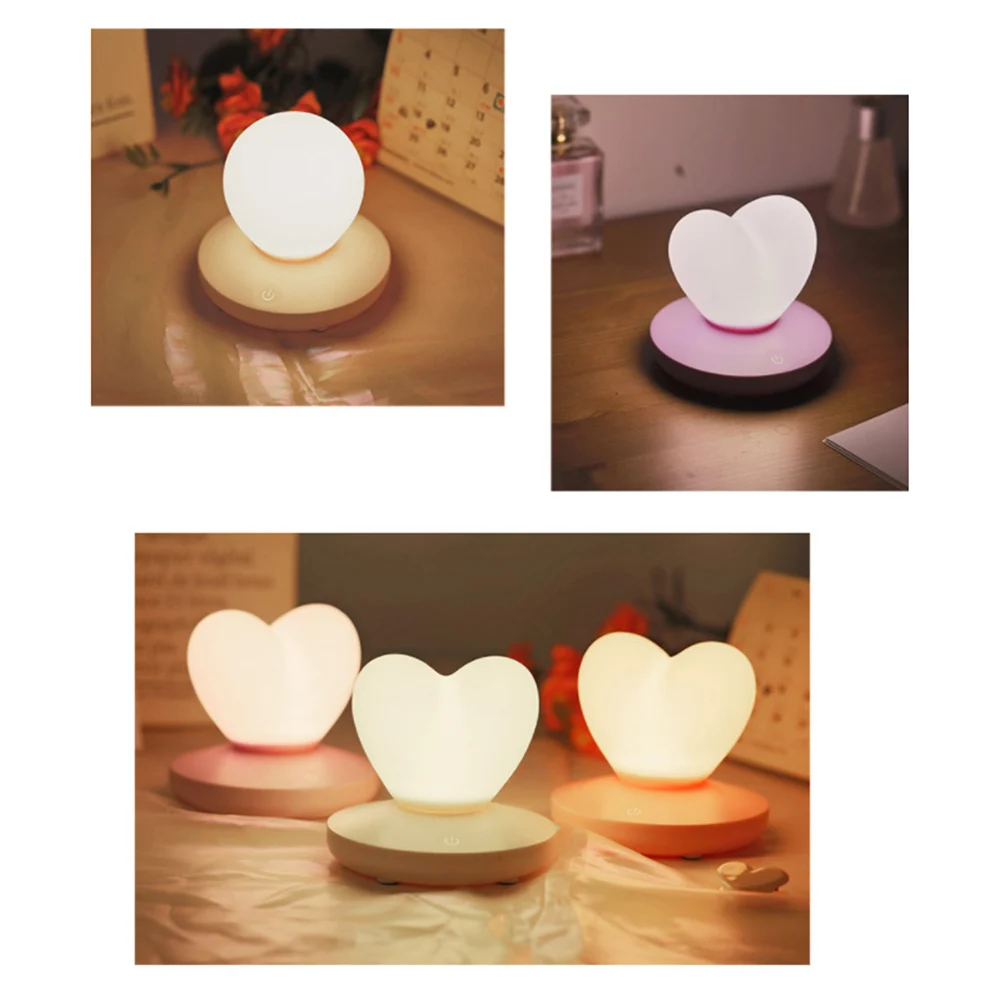 

Heart Shape Night Light Rechargeable Creative Bedside Light Silicone Usb Charging Gift Purple For Home Hotel Bedroom Lover