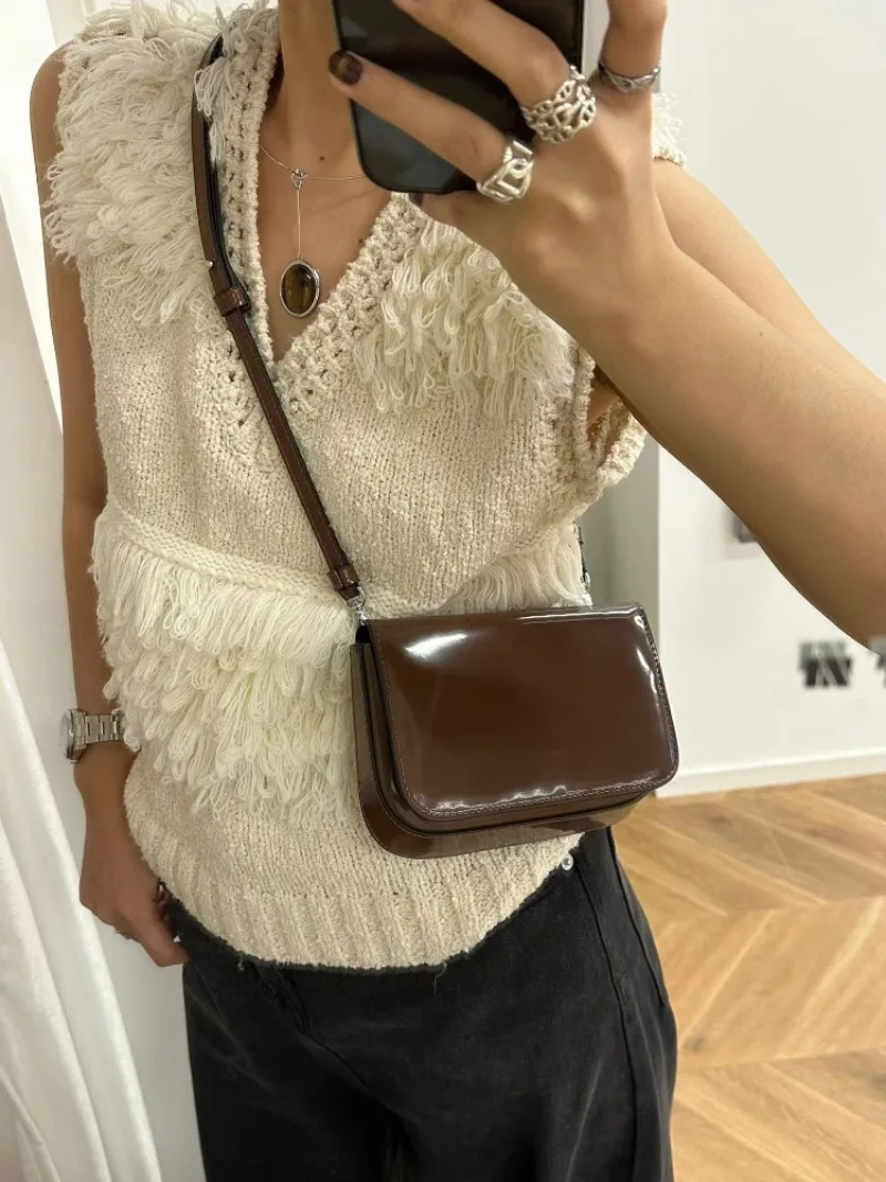 Vintage prawdziwa skóra mała torba kwadratowa uniwersalna jedna Crossbody na ramię torba na telefon ze skóry bydlęcej 2024 nowa moda luksusowa