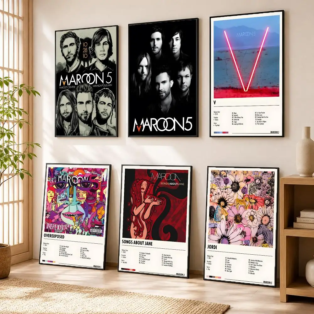 M-Maroon 5 Band Poster Modern Home Living Bedroom Bar Hallway Waterproof Wall Art Aesthetic Decor