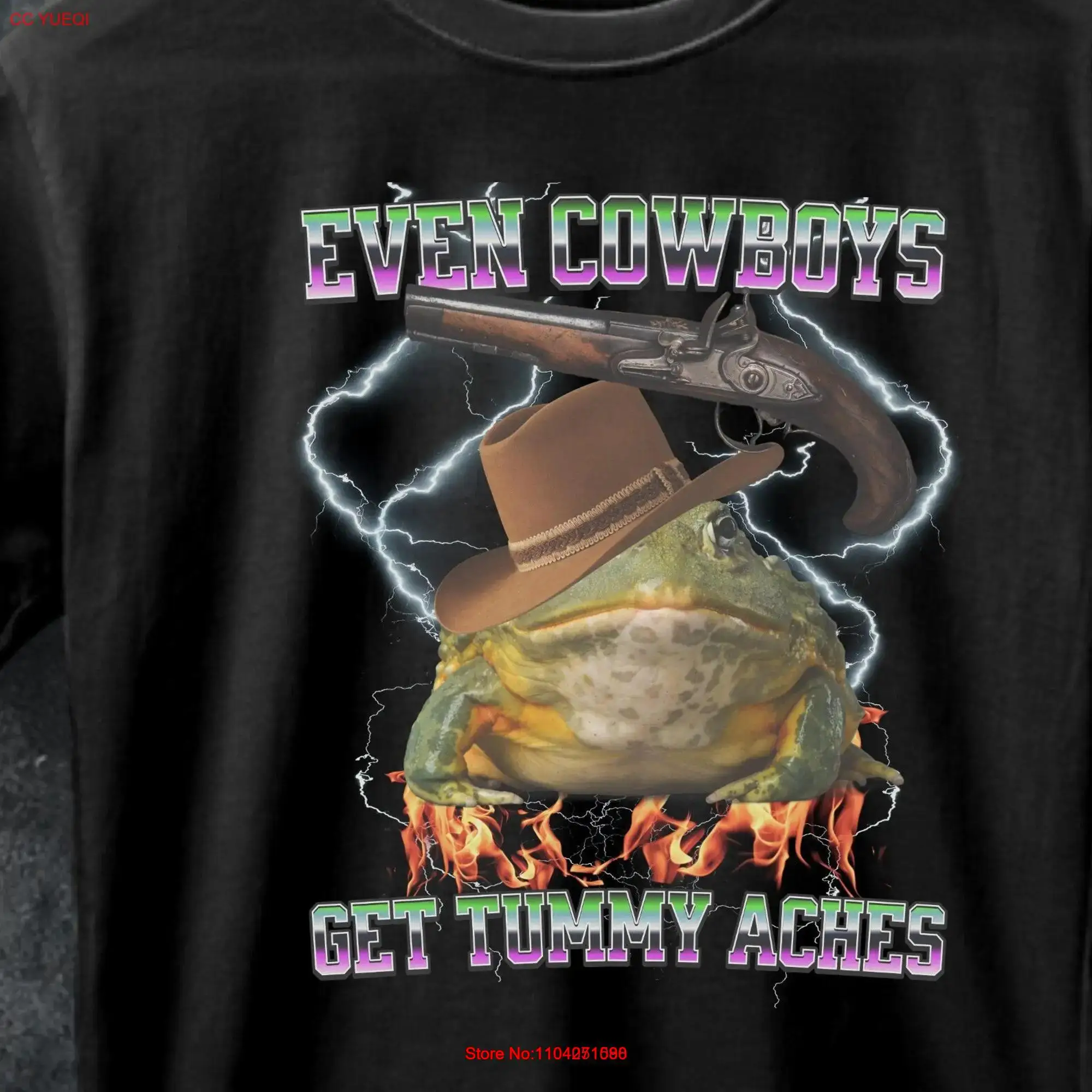 Stylish Even Cowboys Get Tummy Aches T Shirt Funny memes tee ironic frog cowboy that go hard Western