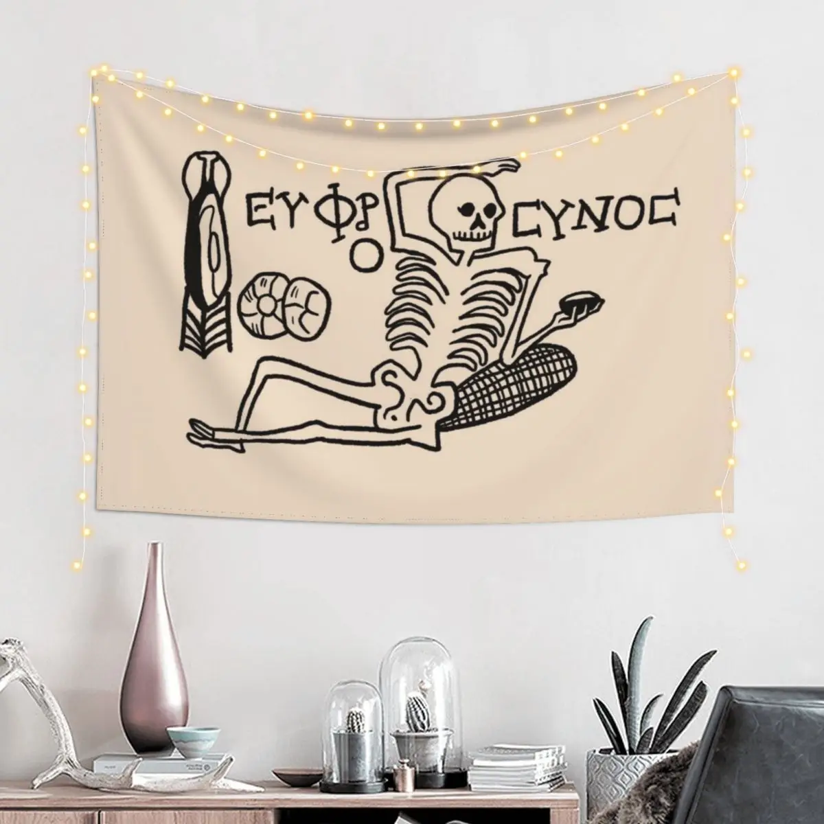

Be Cheerful, Live Well Skeleton Tapestry Room Aesthetic Home Decorating Tapestry