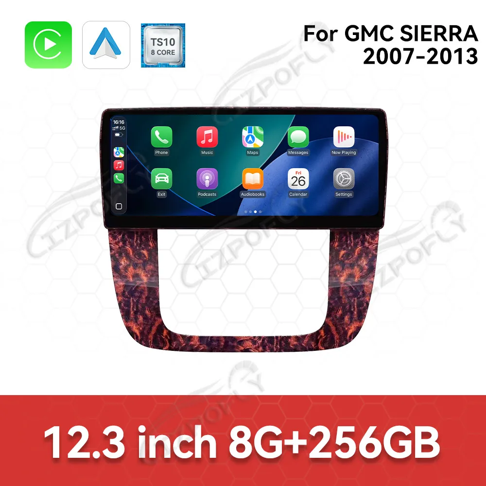

For GMC Sierra Denali 2007-2013 Car Radio Vertical Screen 12.3'' Android13 Carplay GPS Navigation Multimedia Player Head Unit BT