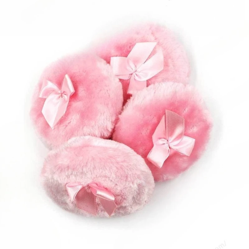 Ultraweicher, großer, flauschiger Puderquaste, rosa Schleife, waschbar, wiederverwendbar, Velours, für Gesicht und Körper, Puderquaste, lose Puderquasten, Make-up-Werkzeuge, 1 Stück