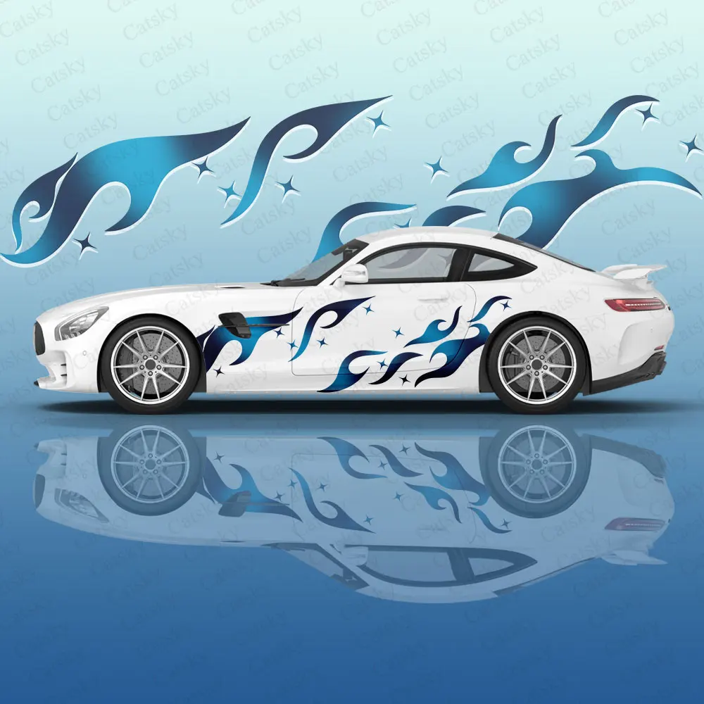 

flame star Car Decal Protective Film Vinyl Itacar Racing Side Graphics Wrap Accessories Spray Paint auto Stickers Film