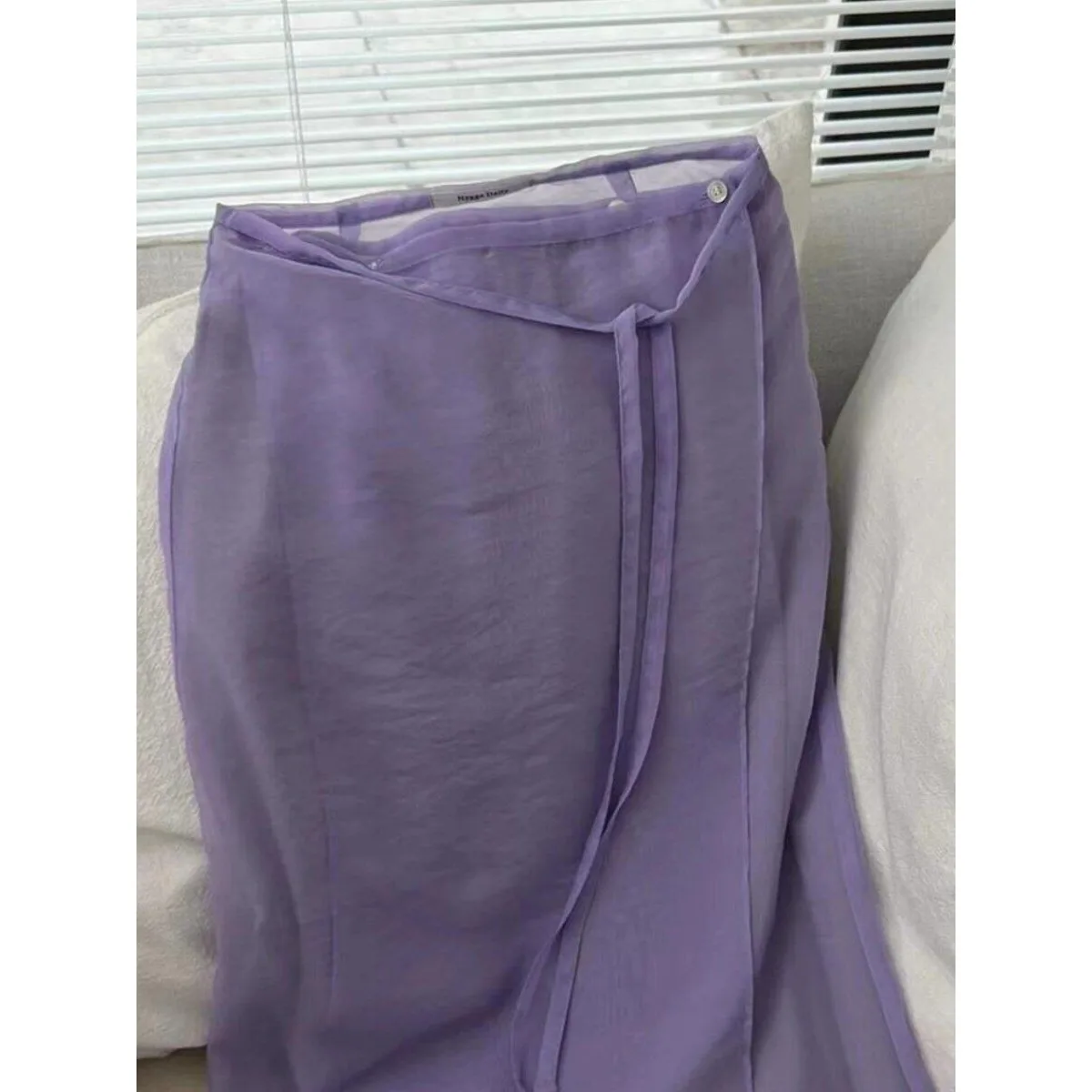 Stunning Purple Adjustable Design Women's Skirt Beautiful Button Detail Elastic Waist High Waist A-Line Casual Polyester Skirt