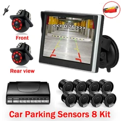 Koorinwoo Vehicle HD Digital Parking Sensors 8 With LCD Screen + Rear view Camara Front System For Cars Parktronic Car Sensors