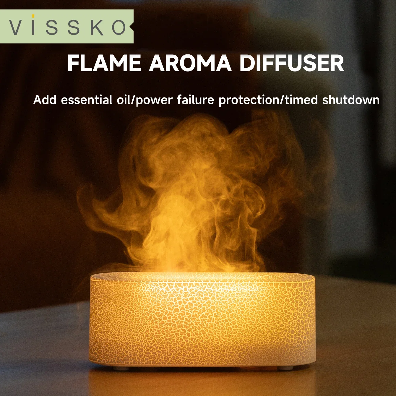 Vissko Flame Aroma Diffuser RGB Air Humidifier Ultrasonic Cool Mist Maker Fogger LED Essential Oil Fire LED Lamp Difusor Gift