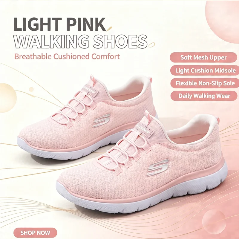 skechers-12980-ltpk-women-light-pink-walking-shoes-breathable-mesh-lightweight-cushioned-slip-on-daily-comfort-sneakers