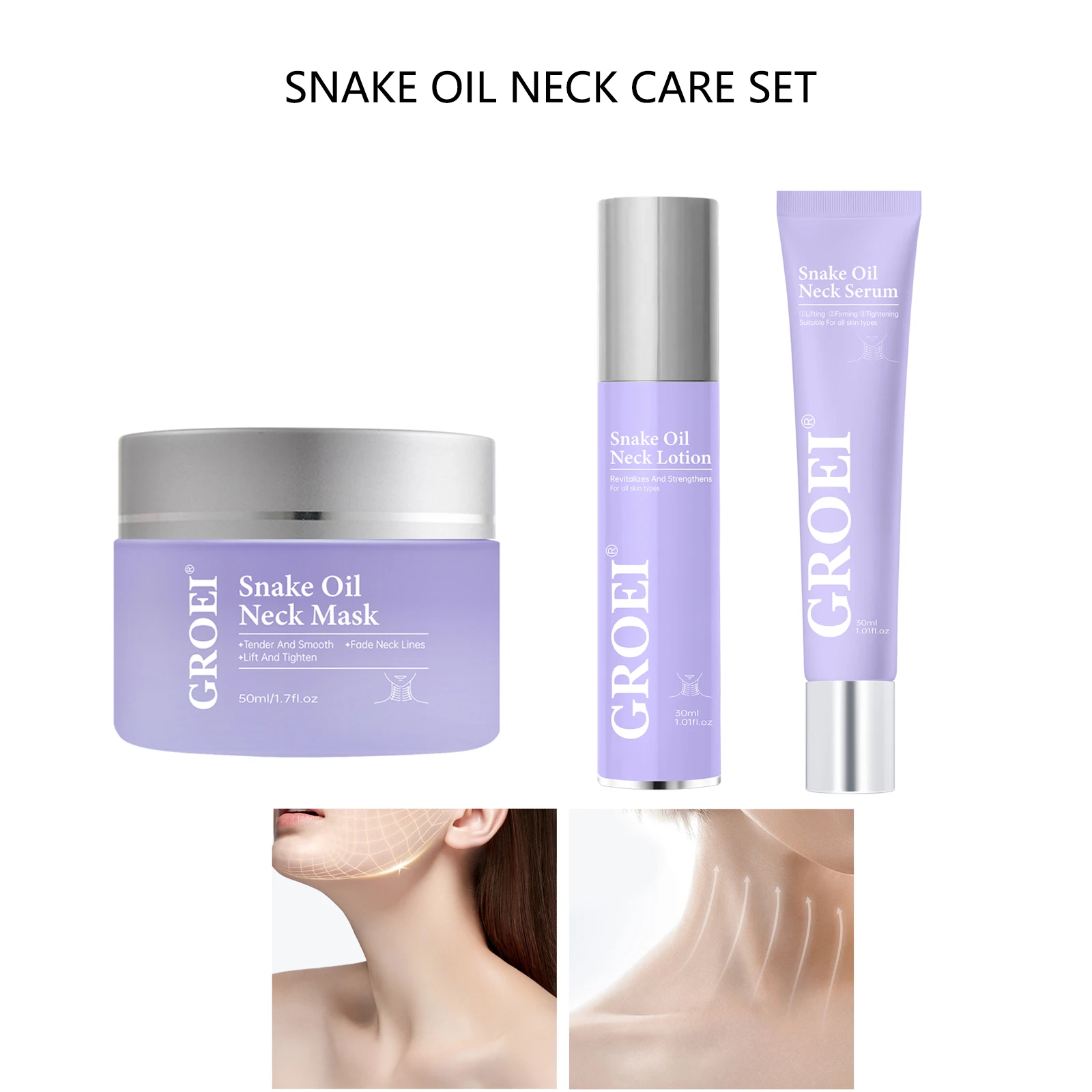 

Набор для ухода за шеей со змеиным маслом, лосьон-сыворотка, маска, комбинированный увлажняющий крем для шеи, гладкие тонкие линии, лифтинг кожи для омоложения, провисания кожи