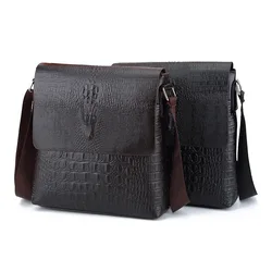 Korean Version Crossbody Shoulder Bags Briefcase Crocodile Pattern Business Vertical Section PU Leather 25X27X5CM