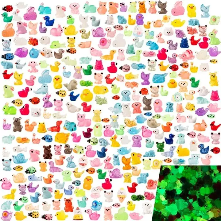 

300Pcs Mini Resin Animals Set - Tiny Figurines for Fairy Garden, DIY Crafts, and Aquarium Decor