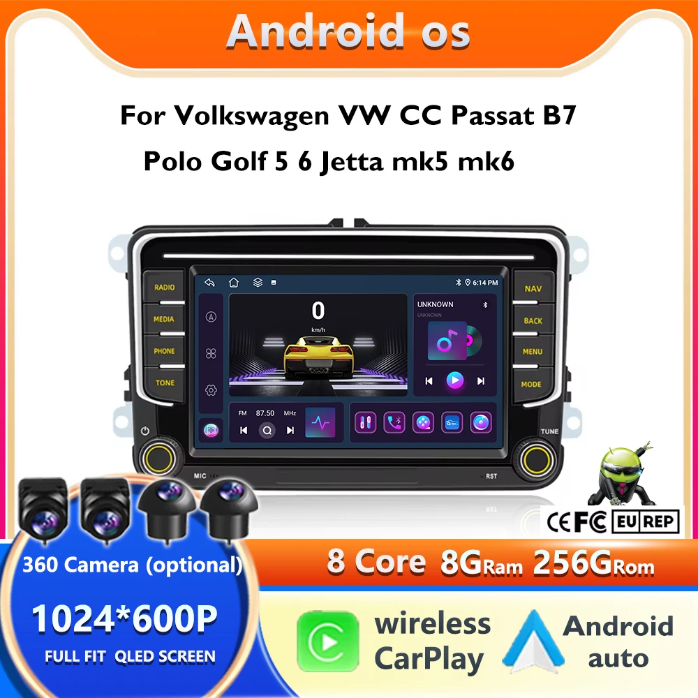 7-дюймовый Android 15 8-ядерный автомобильный плеер Mirrorlink Carplay WIFI GRS для Volkswagen VW CC Passat B7 Polo Golf 5 6 Jetta mk5 mk6 carplay