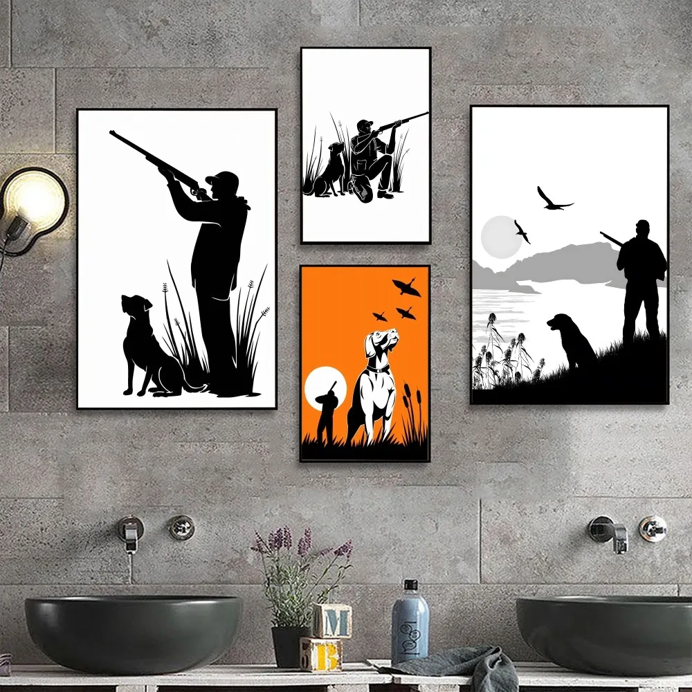 Hunter Dog Hunting Poster Posters Kraft Paper Vintage Poster Wall Art Painting Study Aesthetic Art Small Size Wall Stickers