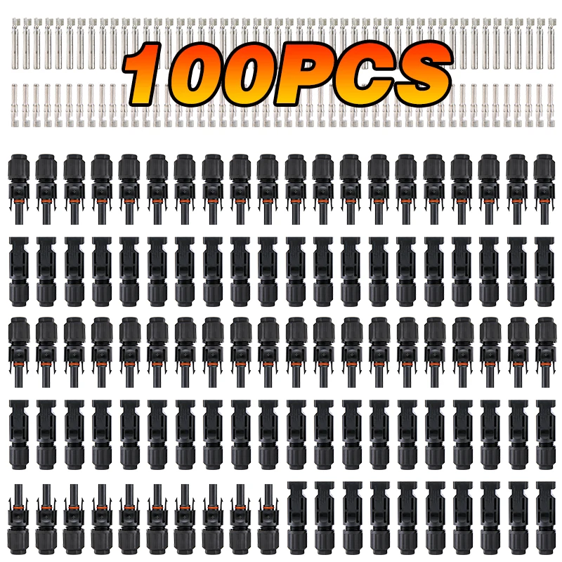 

XIONGISOLAR 100Pcs IP67 IP68 DC Solar Connector 1000V30A 1500V30A 1500V60A Panel Stecker Connectors Kit for Cable 2.5/4/6mm2