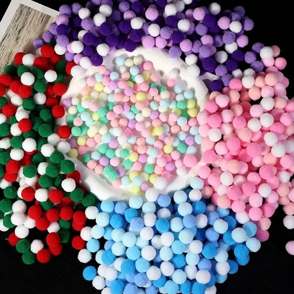 1 paquete de bolas de piel con pompón de 1cm/1,5 cm, colores de macarrón, bola con pompón DIY, colores navideños, bola de peluche suave DIY, juguetes hechos a mano para niños