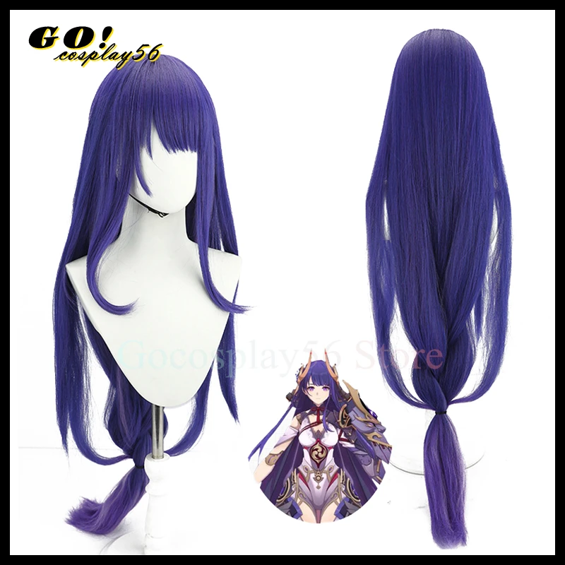 

Raiden Shogun Wig NEW Baal Cosplay Hair 110cm Long Braided Purple Heat Resistant Game INAZUMA Week Boss Role Play