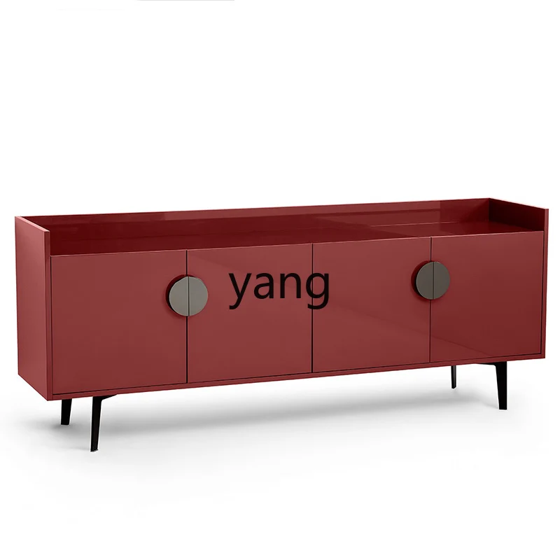 Yhl Entrance Cabinet Minimalist Living Room High Four-Door TV Cabinet Solid Wood Paint Sideboard Cabinet Customized