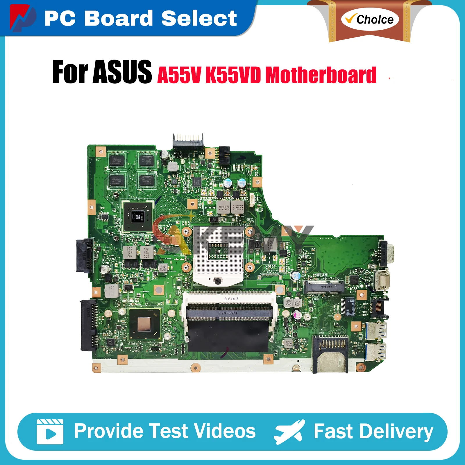 

K55VD Laptop Motherboard For ASUS K55V K55VM K55VJ K55VD Notebook Mainboard This item is in stock 100% tests OK fast shipping