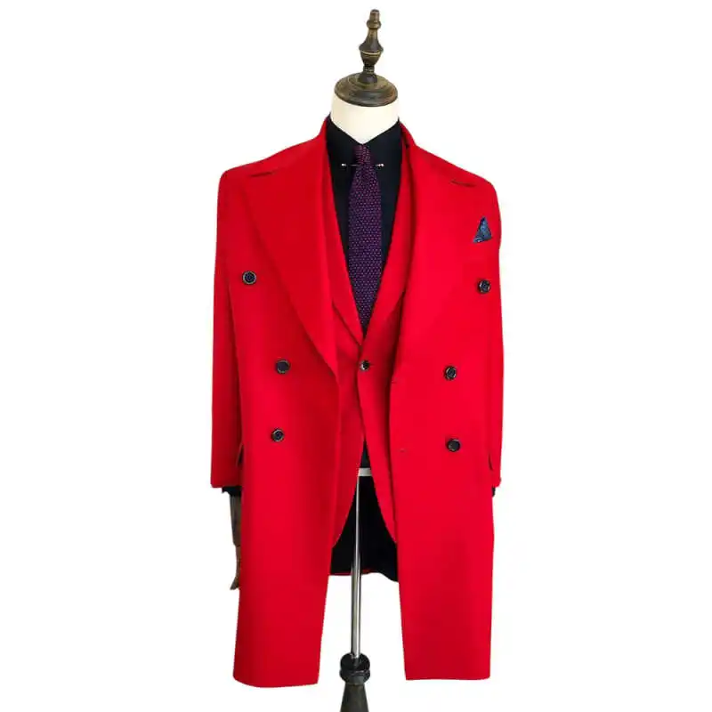 الشتاء الرجال معطف طويل 1 قطعة السترة مزدوجة الصدر عالية الجودة العريس مناسبة الزفاف الدفء في الهواء الطلق حسب الطلب