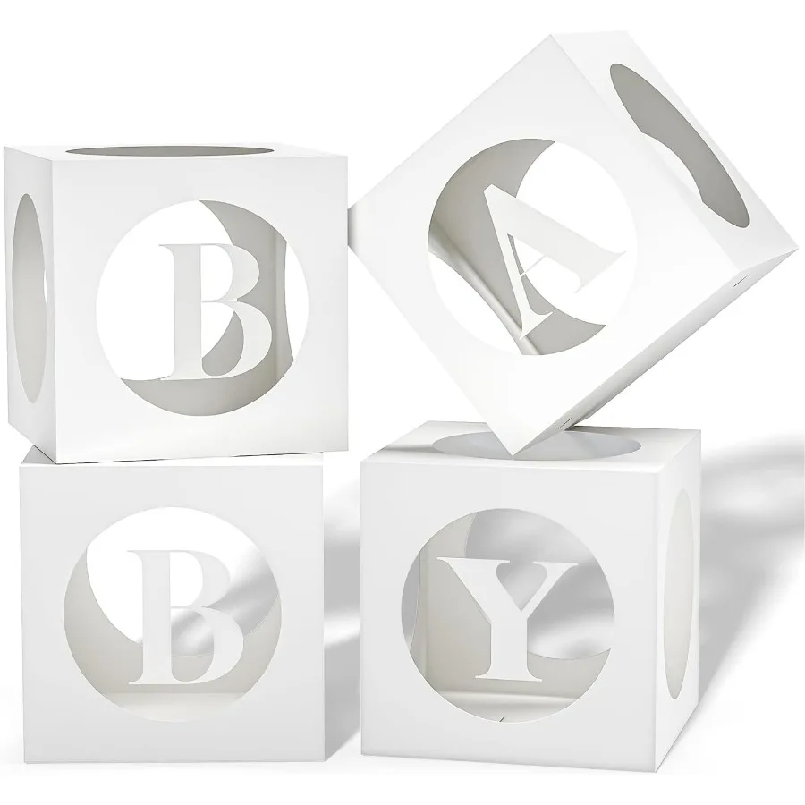 صناديق أطفال مع ليت لاستحمام الطفل، صناديق بالونات صغيرة بيضاء شفافة مع 4 أحرف للأولاد أو البنات، زينة تكشف عن الجنس B