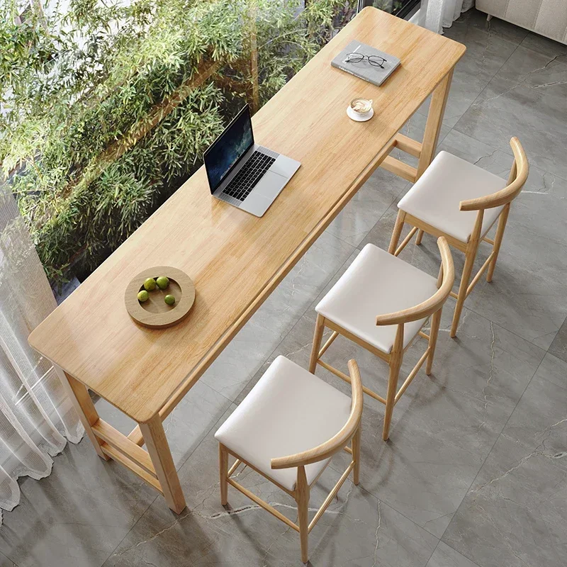 

Nordic Solid Wood Bar Tables Groggery Balcony Coffee Office Bar Tables Reception Desk By The Window Counter Furniture Mesas FYBT