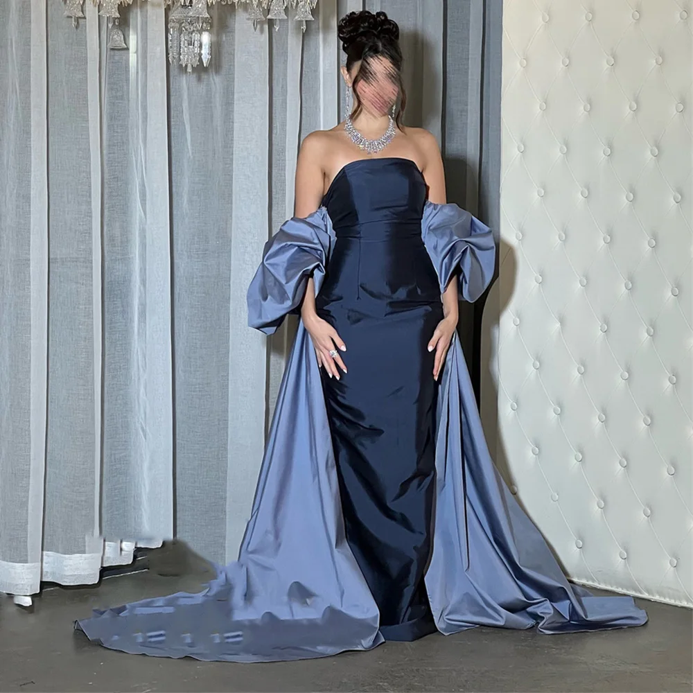 Customized Prom Dresses Backless Sleeveless Satin Grace Banquet Dress Strapless Sexy Straight Evening Gown Solid Color فساتين سه