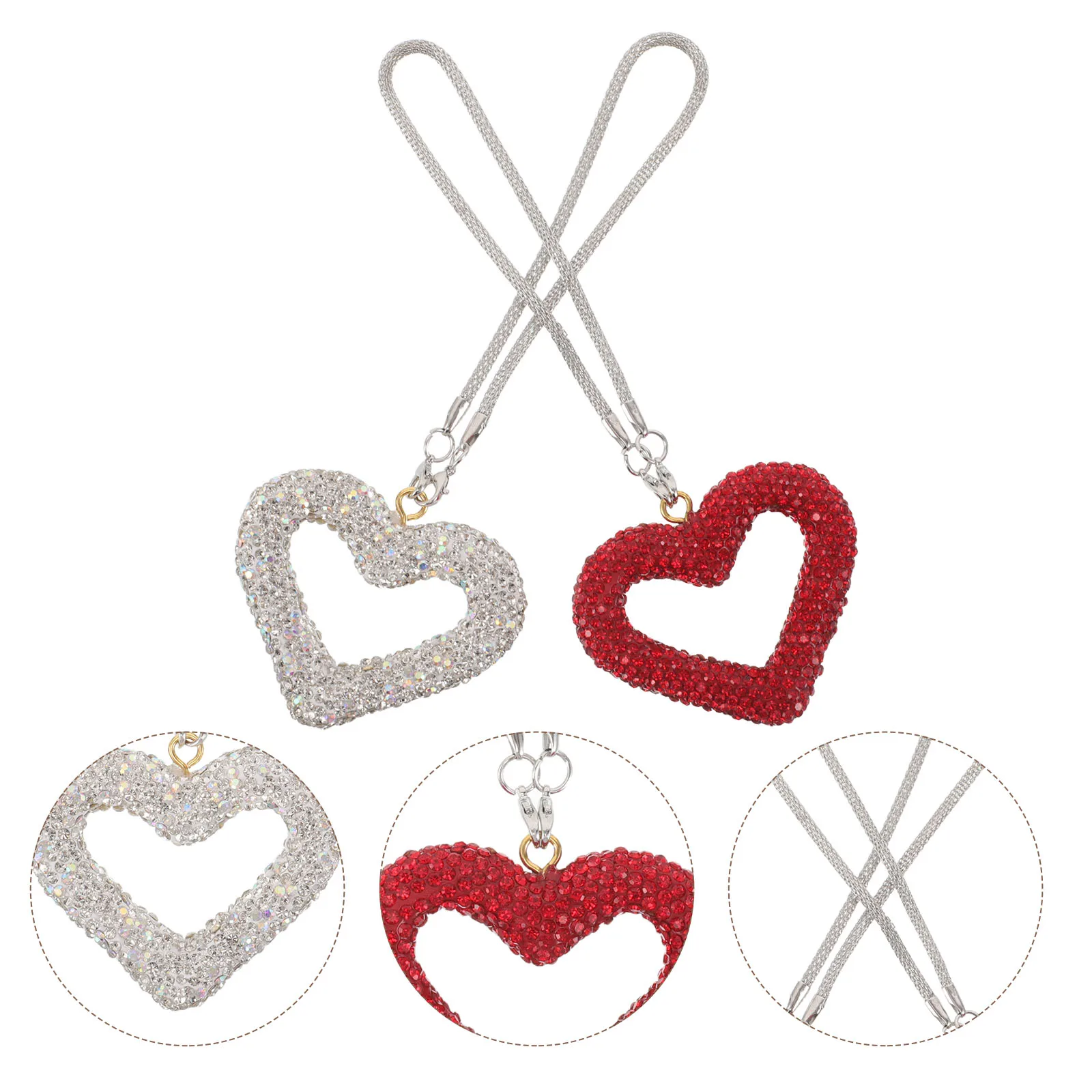 

2 Pcs Diamond-in Car Pendant Hanging Ornament for Women Rearview Mirror Ornaments