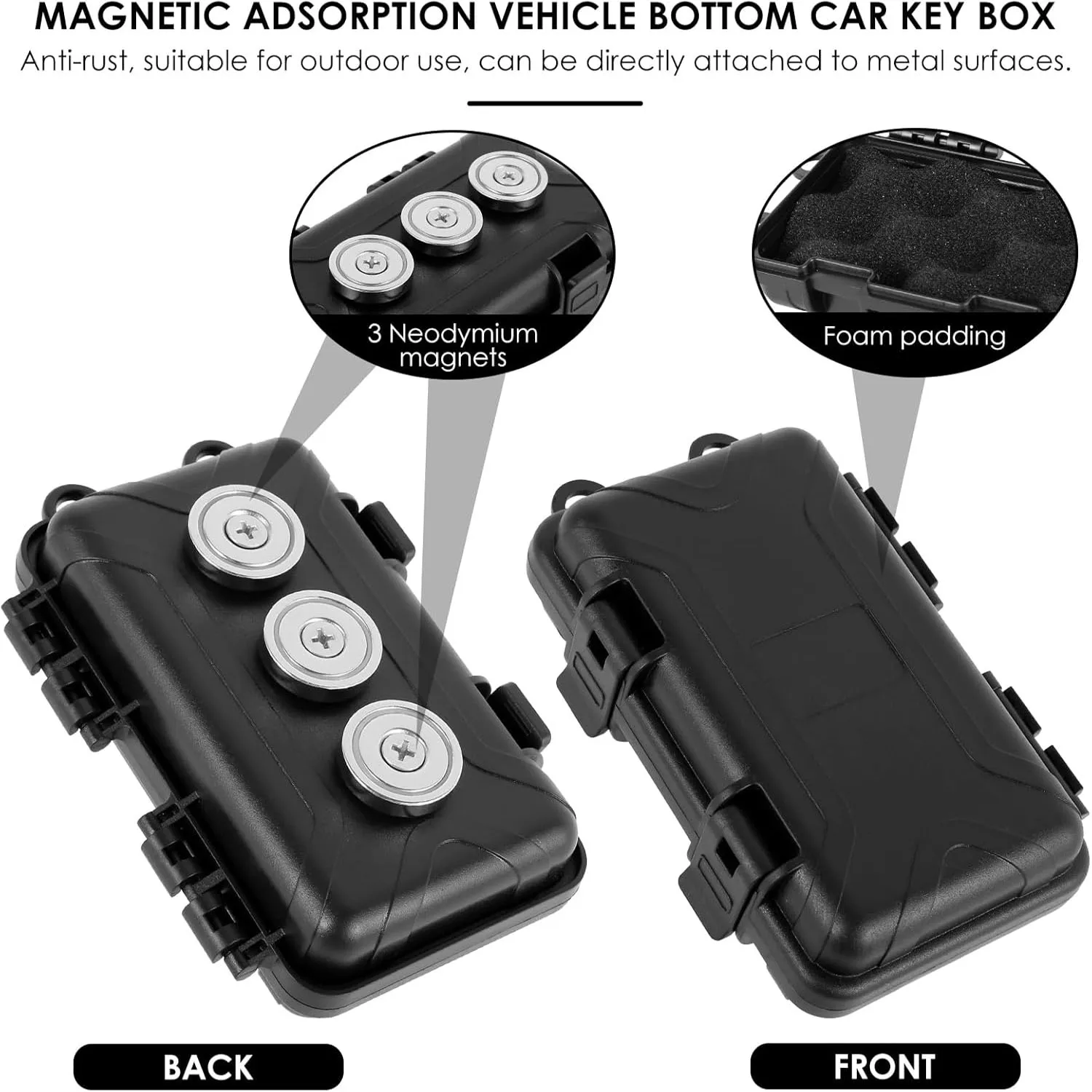 Spy Spot Magnetic Mount Weatherproof Case for GPS Magnetic Key Holder Under Car Trackers Stash Lock Box for Items Key Holder