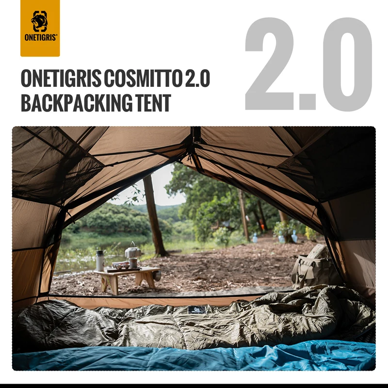 OneTigris COSMITTO-Tente de camping, 3 saisons, installation facile, instantanée, 2 hypothèques, randonnée, trekking, pêche, 2.0