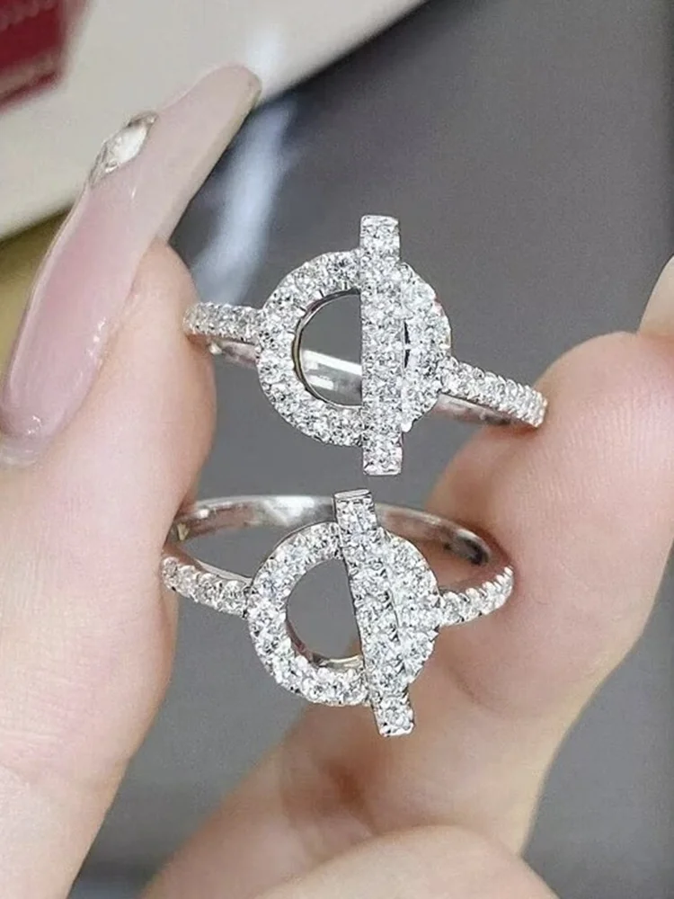 925 Sterling Silver Simplicity Classic Gorgeous Zircon Circle Ring For Women Engagement Wedding Luxury High Quality Fine Jewelry