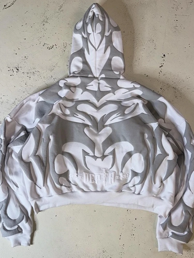 فاسق شارع العليا أزياء المدمرة نمط سستة هوديي الرجال متعدد جيب المطرزة ويسكي تصميم عارضة البلوز الخريف