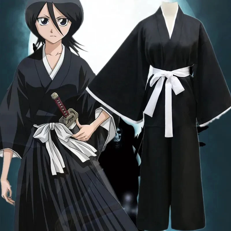 Costume de Cosplay Anime BLEACH Kurosaki Ichigo 2026 – Kimono Shinigami Tueur d'Âmes – Ensemble Complet Halloween (Haut, Pantalon, Écharpe) Ku COKF0