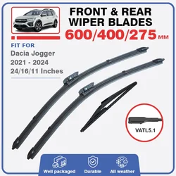 Front Rear Wiper Blades For Dacia Jogger 2021 2022 2023 2024 Hybrid Windshield Windscreen Window Car Accessories Brushes Washer