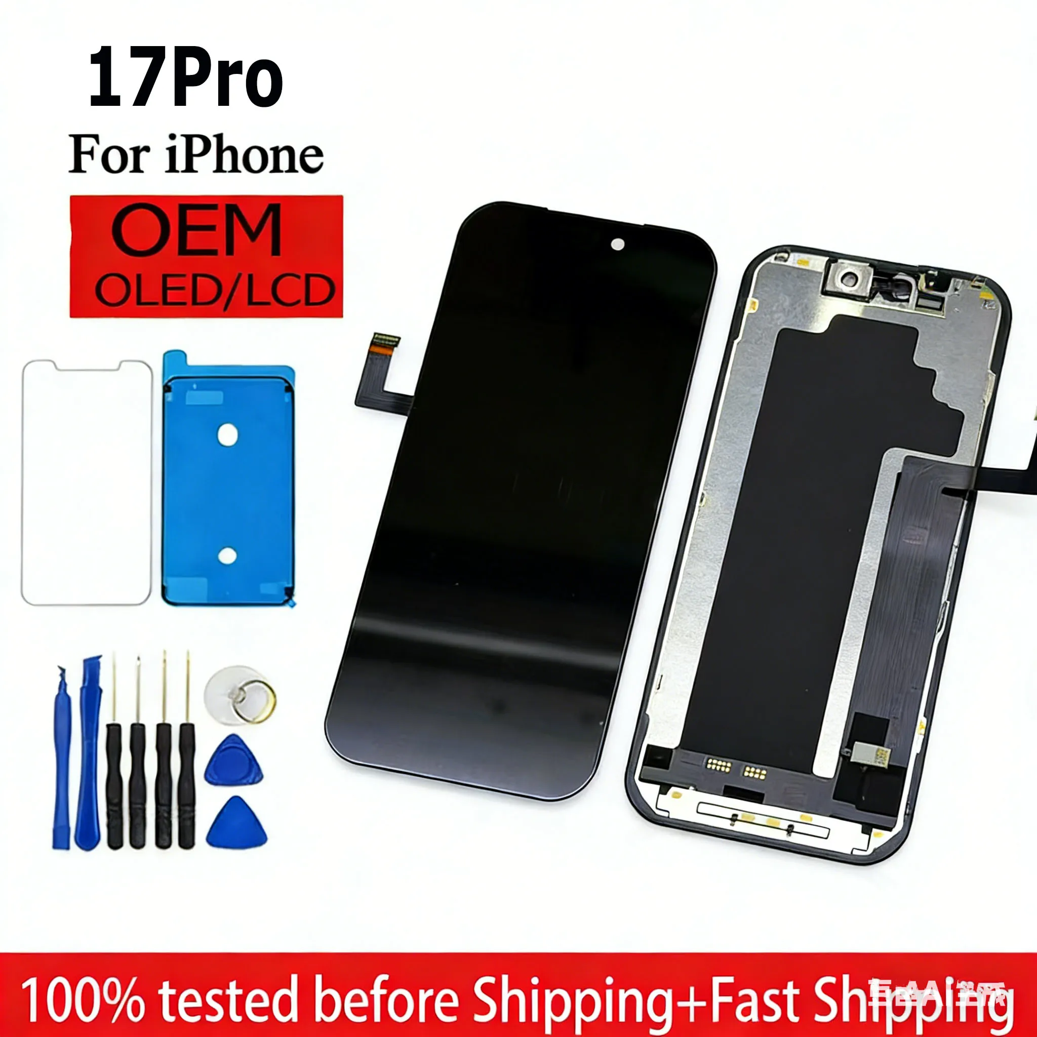 100% Tested Zero Dead Pixel Screen For IPhone 17pro LCD Display Oled Incell Replacement With 3D Touch A3256 A3522 A3523