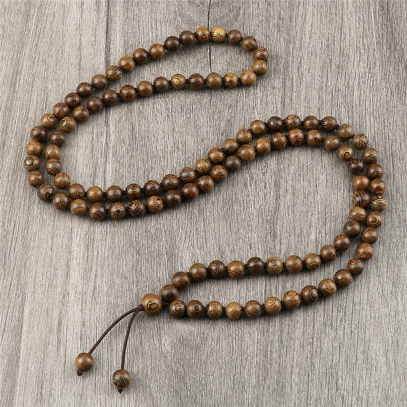 108 Wooden Prayer Beads Bracelet Mala 8mm Rosary Knotted Braided Bangle Fashion Men Jewelry for Women Gift Yoga Tibetan Buddhist