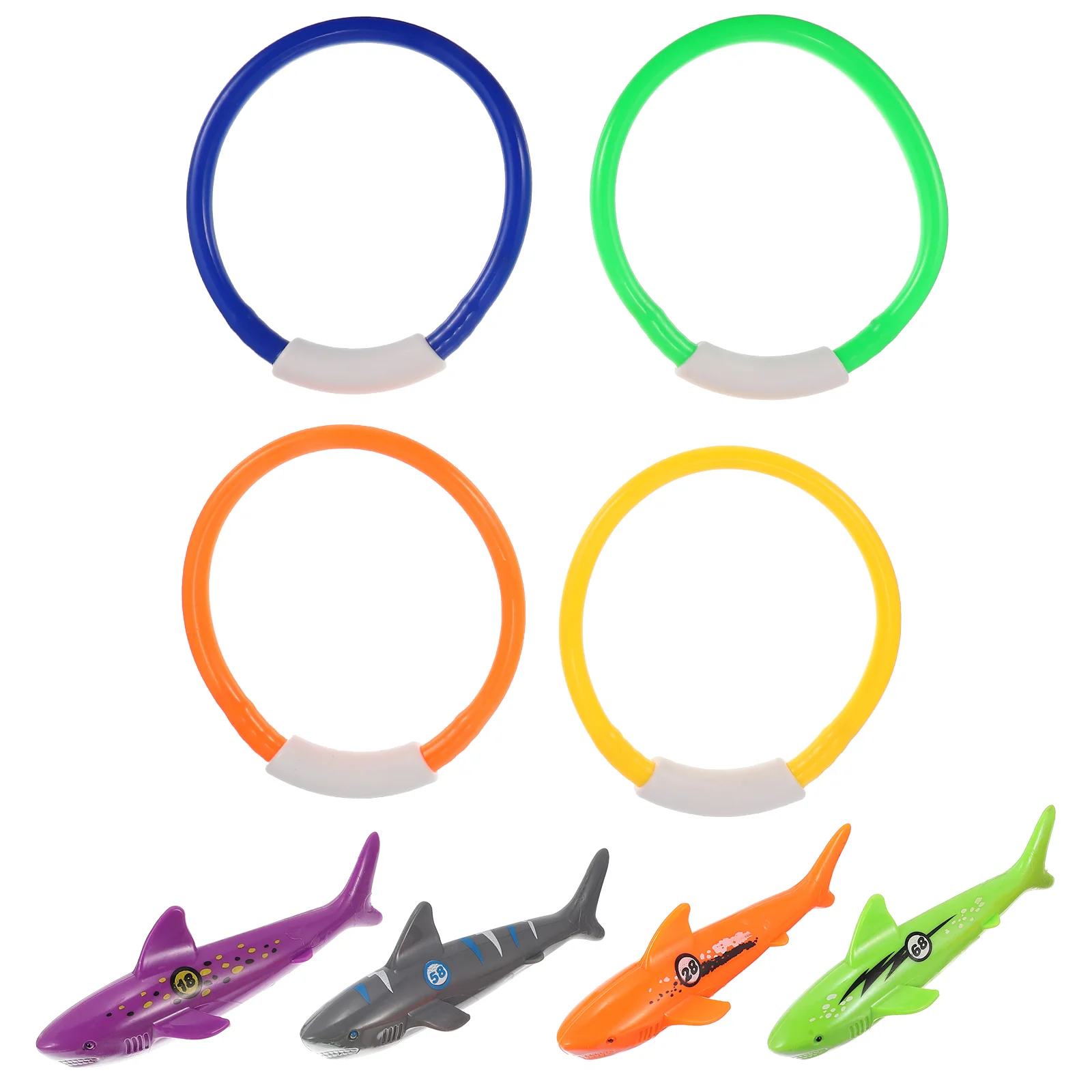 8 Pcs Diving Toy Pool Plaything Toys Swimming Water Shark Kids Rings Plastic Child