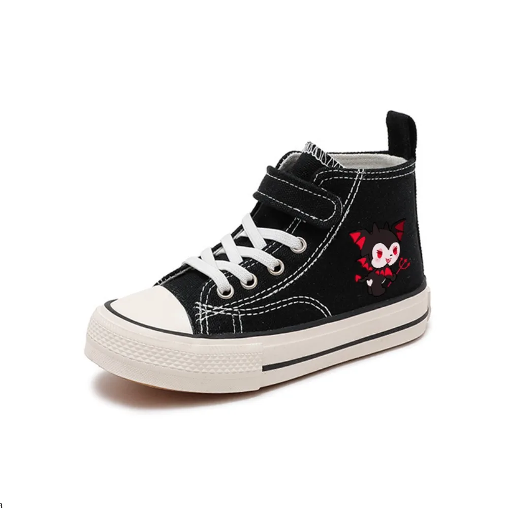 Kuromi-zapatos de lona de dibujos animados para niños y niñas, zapatillas deportivas informales de alta calidad con estampado de fondo plano, Tenis